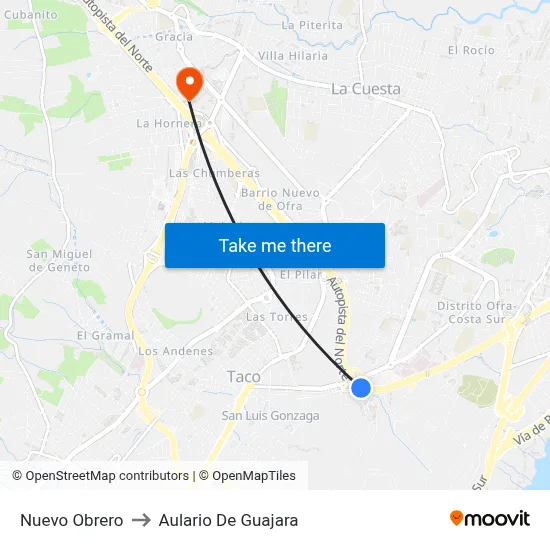 Nuevo Obrero to Aulario De Guajara map