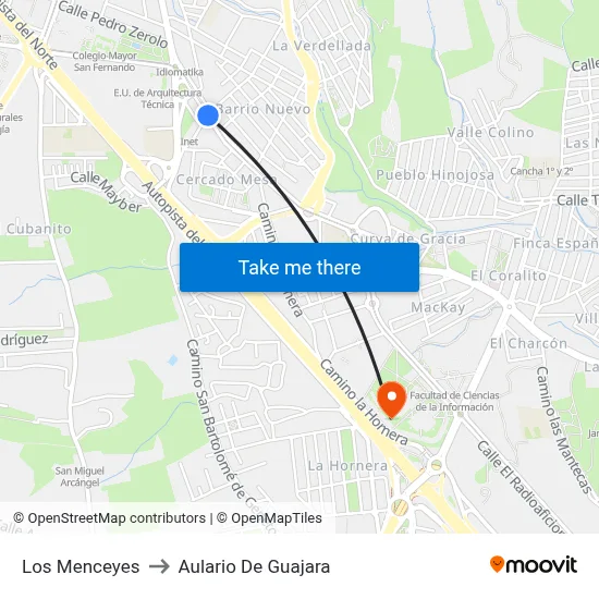 Los Menceyes to Aulario De Guajara map