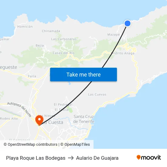 Playa Roque Las Bodegas to Aulario De Guajara map