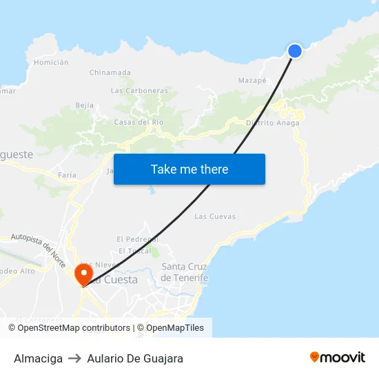Almaciga to Aulario De Guajara map