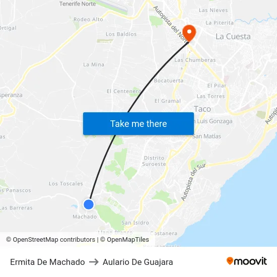 Ermita De Machado to Aulario De Guajara map