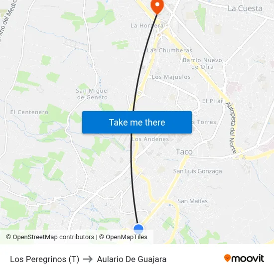 Los Peregrinos (T) to Aulario De Guajara map