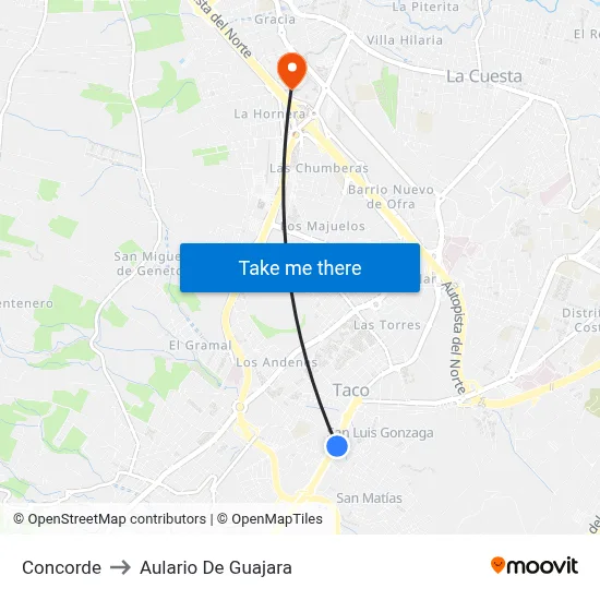 Concorde to Aulario De Guajara map