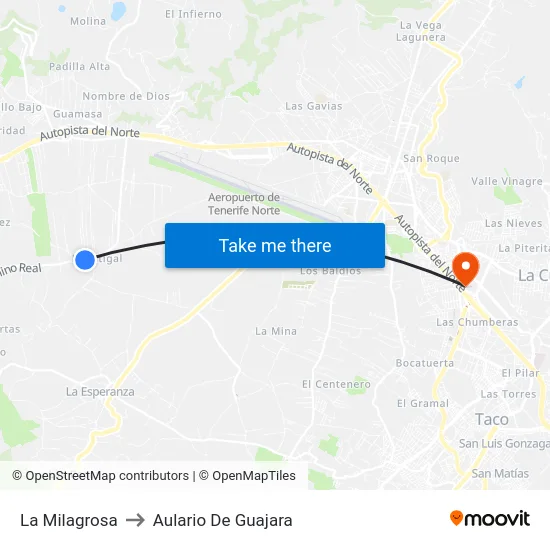 La Milagrosa to Aulario De Guajara map
