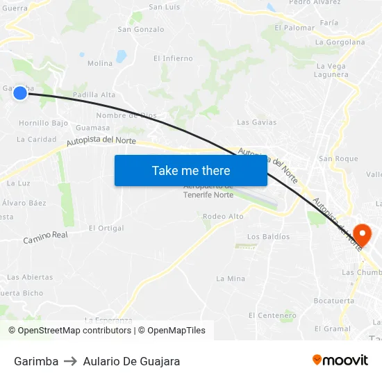Garimba to Aulario De Guajara map