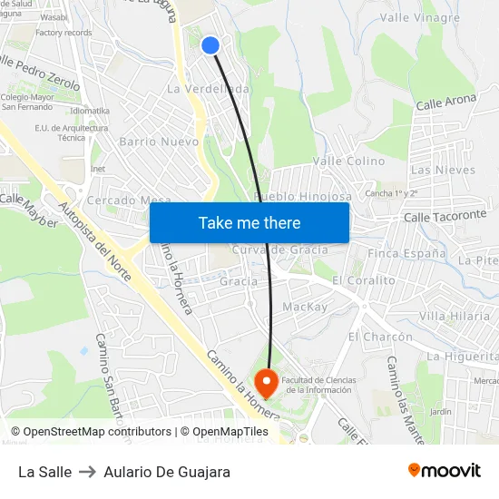 La Salle to Aulario De Guajara map