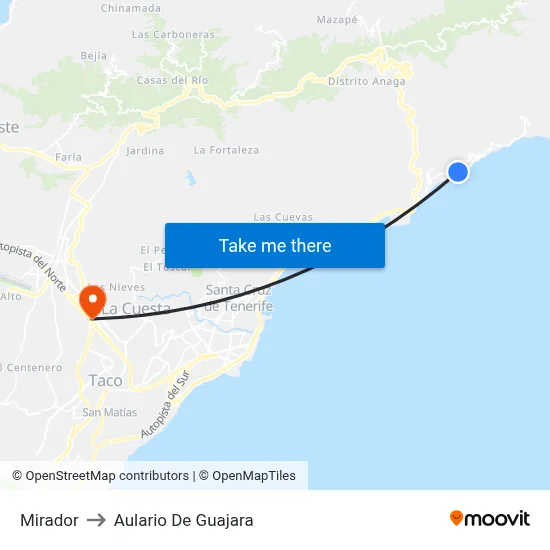 Mirador to Aulario De Guajara map