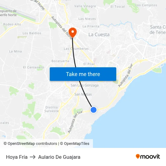 Hoya Fría to Aulario De Guajara map