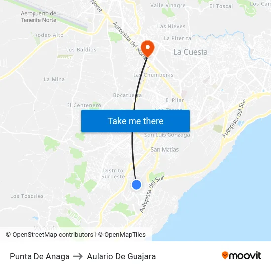 Punta De Anaga to Aulario De Guajara map