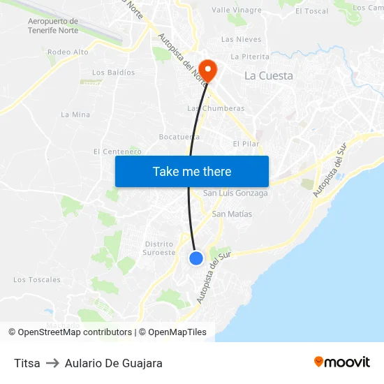 Titsa to Aulario De Guajara map