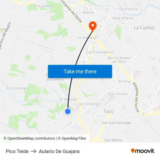 Pico Teide to Aulario De Guajara map