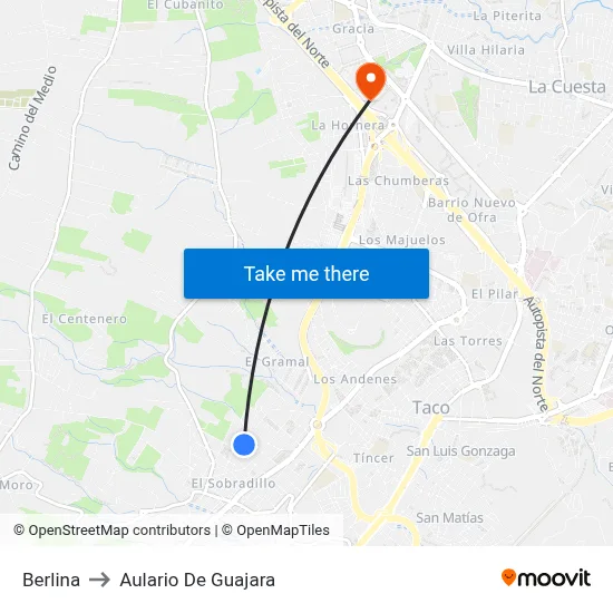 Berlina to Aulario De Guajara map