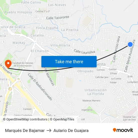 Marqués De Bajamar to Aulario De Guajara map