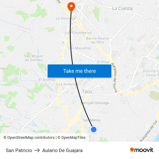 San Patricio to Aulario De Guajara map