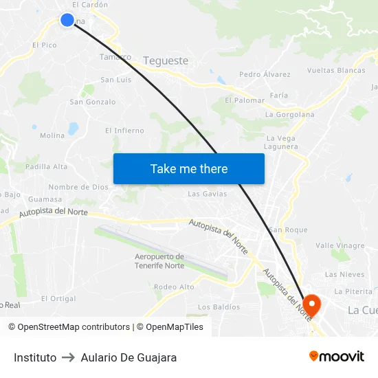 Instituto to Aulario De Guajara map