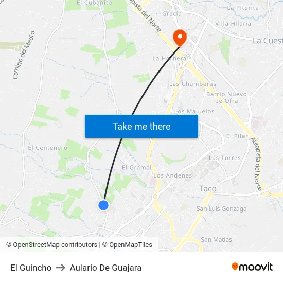 El Guincho to Aulario De Guajara map