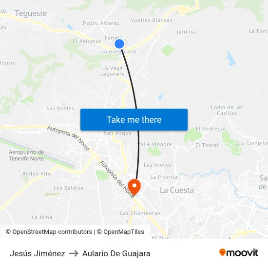 Jesús Jiménez to Aulario De Guajara map