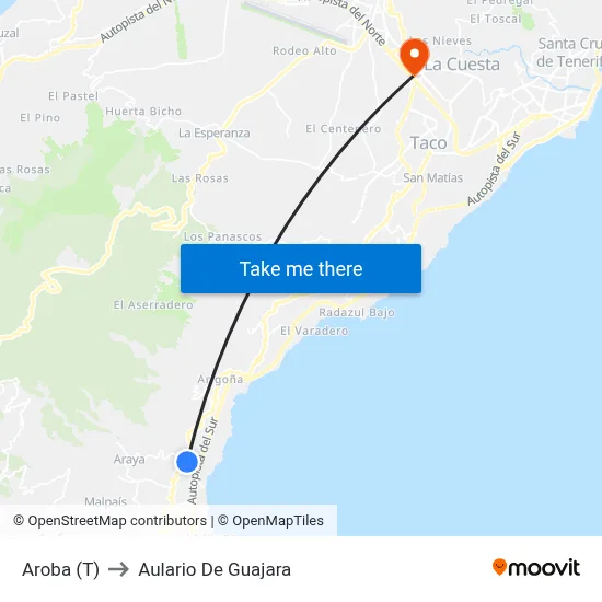 Aroba (T) to Aulario De Guajara map