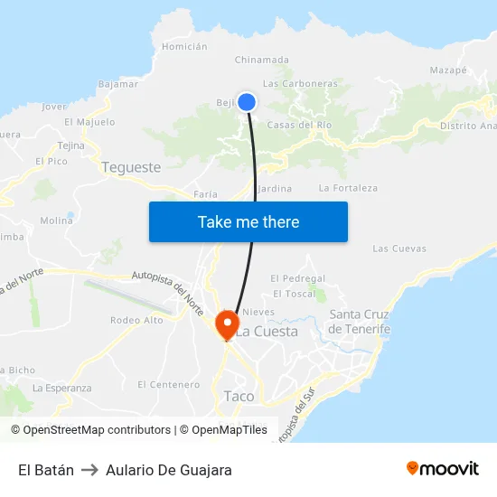 El Batán to Aulario De Guajara map