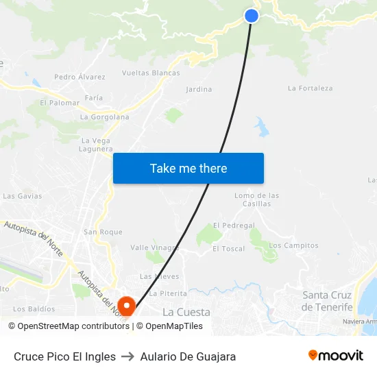 Cruce Pico El Ingles to Aulario De Guajara map