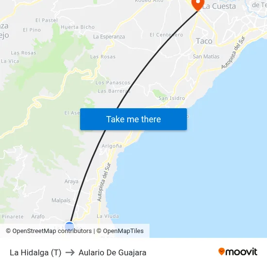 La Hidalga (T) to Aulario De Guajara map