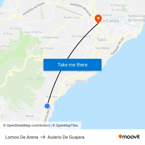 Lomos De Arena to Aulario De Guajara map