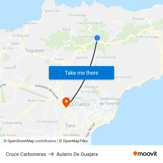 Cruce Carboneras to Aulario De Guajara map