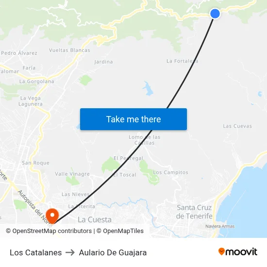 Los Catalanes to Aulario De Guajara map