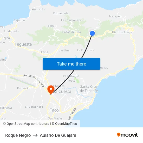 Roque Negro to Aulario De Guajara map