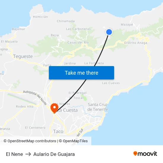 El Nene to Aulario De Guajara map