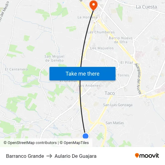 Barranco Grande to Aulario De Guajara map