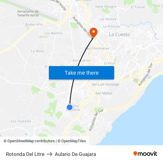 Rotonda Del Litre to Aulario De Guajara map