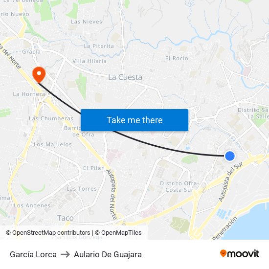 García Lorca to Aulario De Guajara map