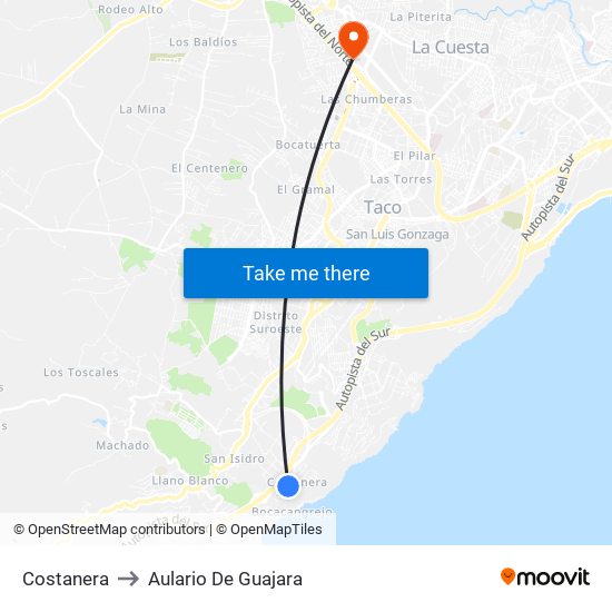 Costanera to Aulario De Guajara map