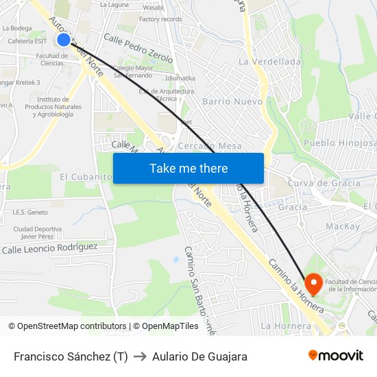 Francisco Sánchez (T) to Aulario De Guajara map