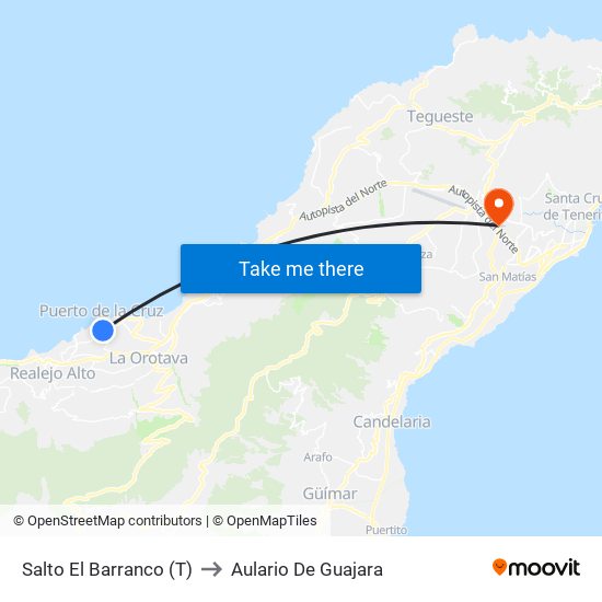 Salto El Barranco (T) to Aulario De Guajara map