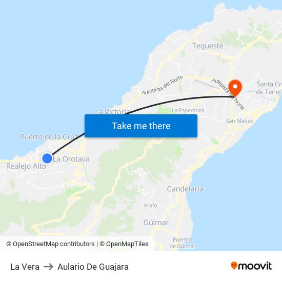 La Vera to Aulario De Guajara map