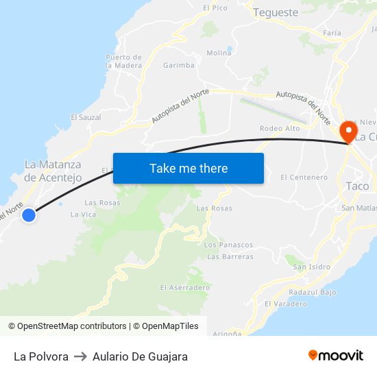 La Polvora to Aulario De Guajara map