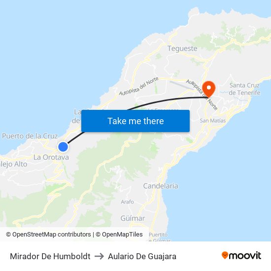 Mirador De Humboldt to Aulario De Guajara map