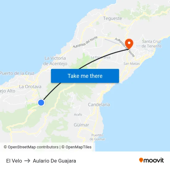 El Velo to Aulario De Guajara map