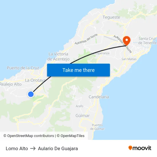 Lomo Alto to Aulario De Guajara map