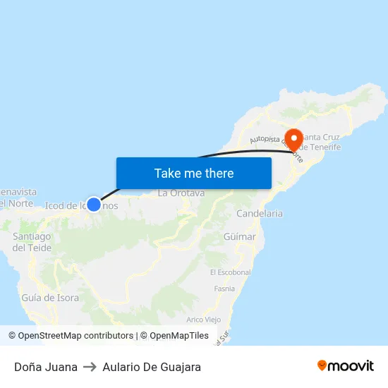 Doña Juana to Aulario De Guajara map