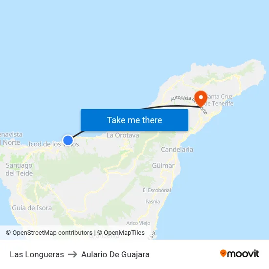 Las Longueras to Aulario De Guajara map