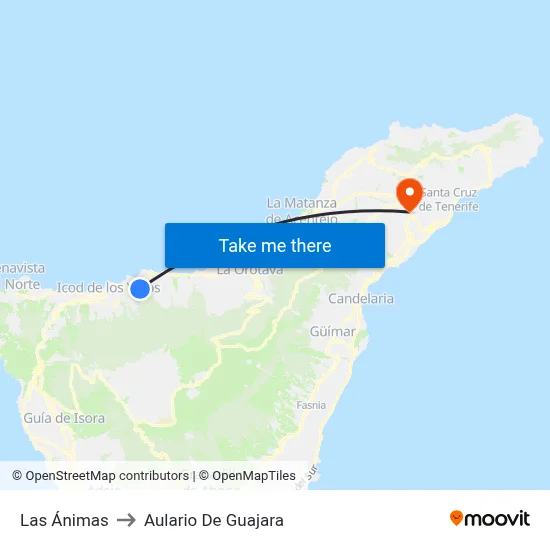 Las Ánimas to Aulario De Guajara map
