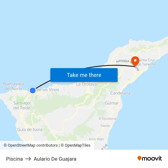 Piscina to Aulario De Guajara map