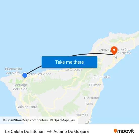 La Caleta De Interián to Aulario De Guajara map