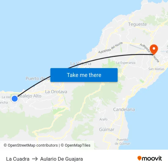 La Cuadra to Aulario De Guajara map