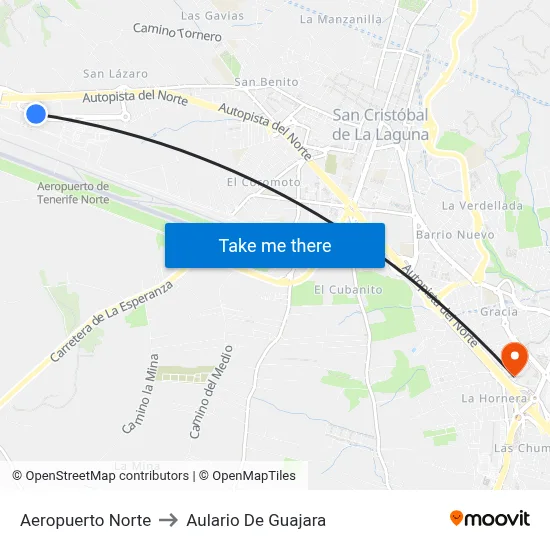 Aeropuerto Norte to Aulario De Guajara map