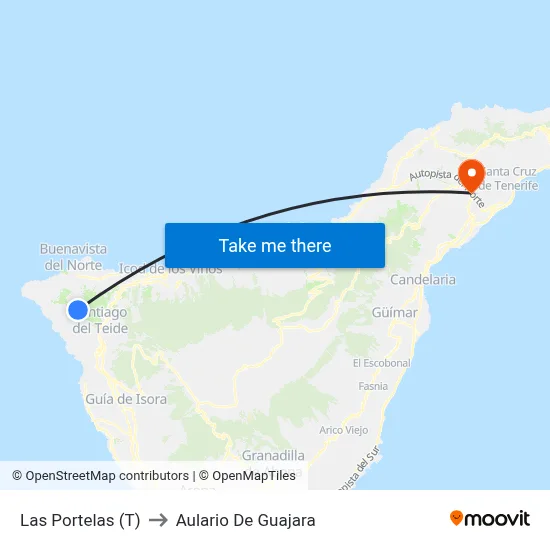 Las Portelas (T) to Aulario De Guajara map