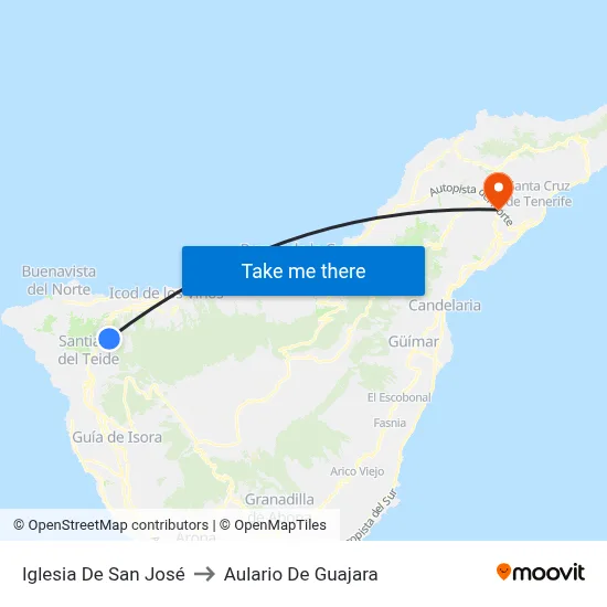 Iglesia De San José to Aulario De Guajara map